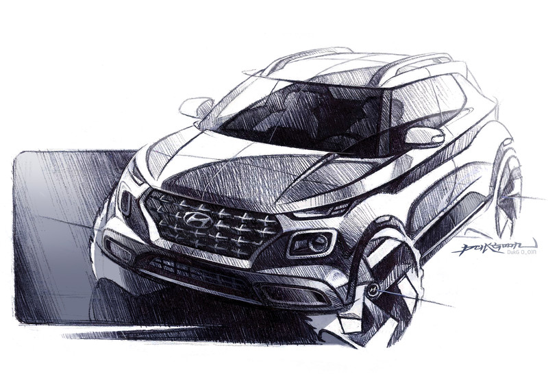 《Hyundai Venue》樣貌漸明 內外設計草圖首度公開 《Hyundai Venue》樣貌漸明 內外設計草圖首度公開