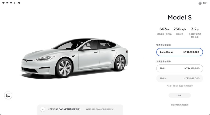 台灣官網也沒了!馬斯克一句話《Tesla Model S Plaid+》車型無預警下架 台灣官網也沒了!馬斯克一句話《Tesla Model S Plaid+》車型無預警下架